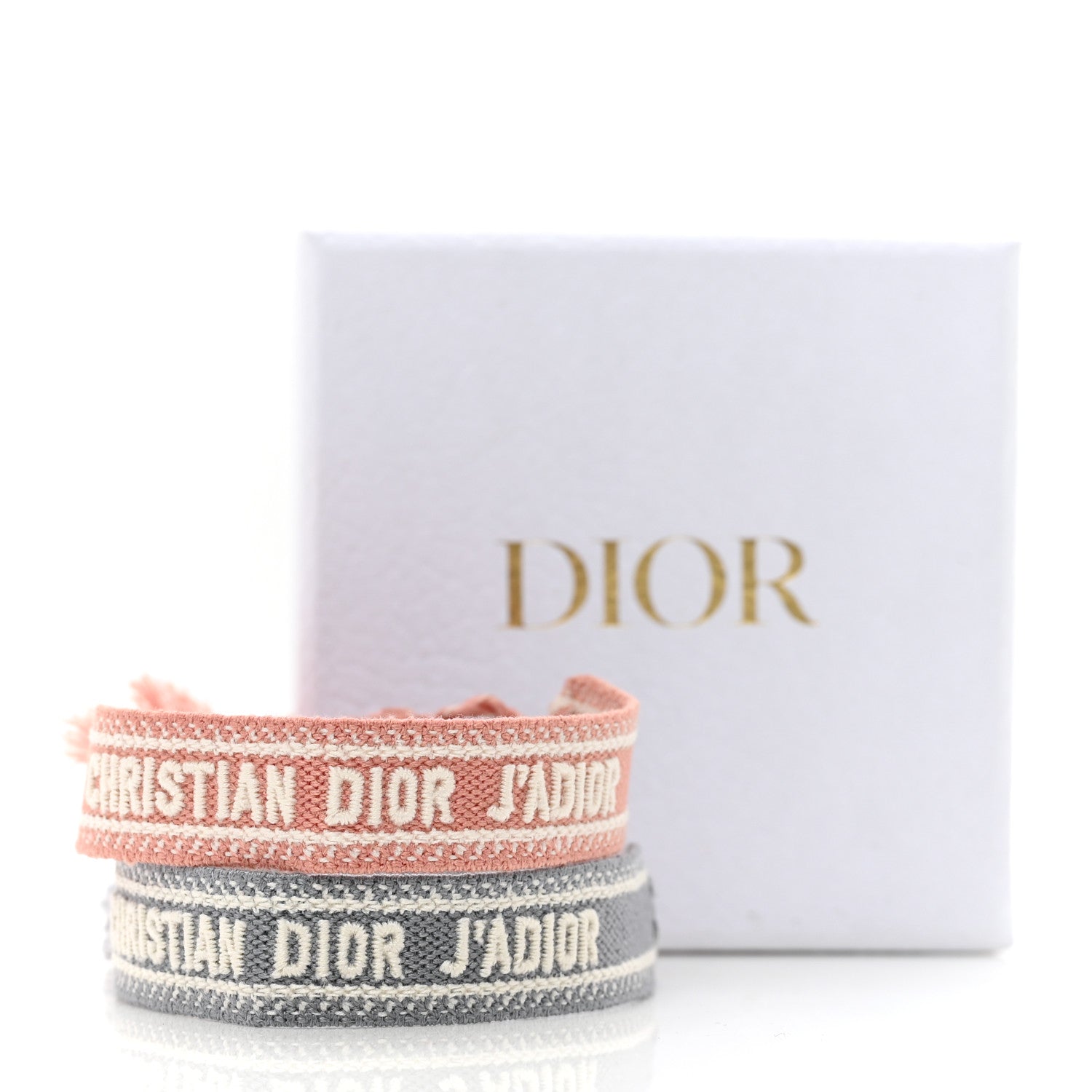 Christian Dior Woven Cotton J'Adior Friendship Bracelet Set Pink Grey 4 of 4