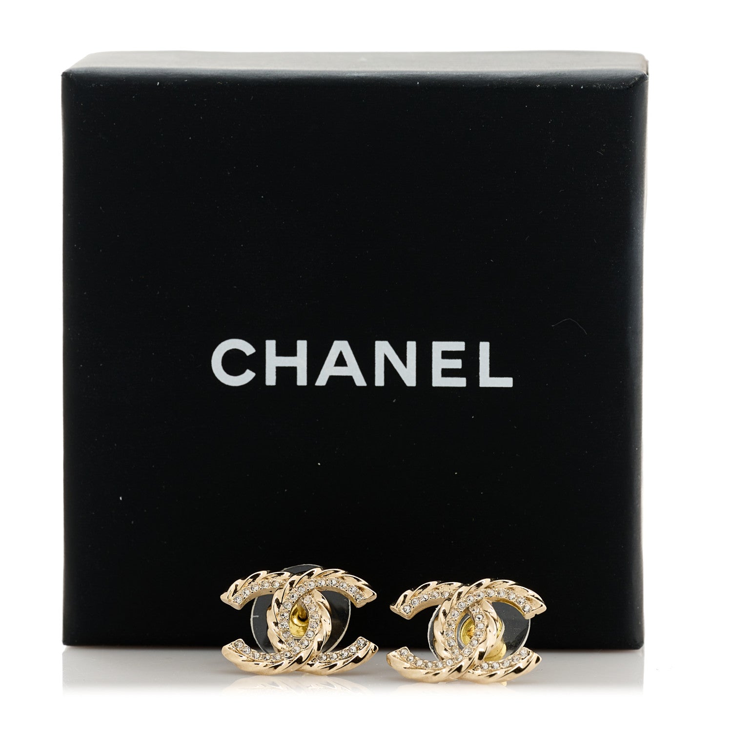 Chanel Crystal CC Earrings Gold 5 of 5