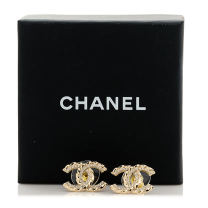 Chanel Crystal CC Earrings Gold 5 of 5