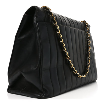 Chanel Lambskin Vertical Quilted XL Jumbo Single Flap Black 3 of 12