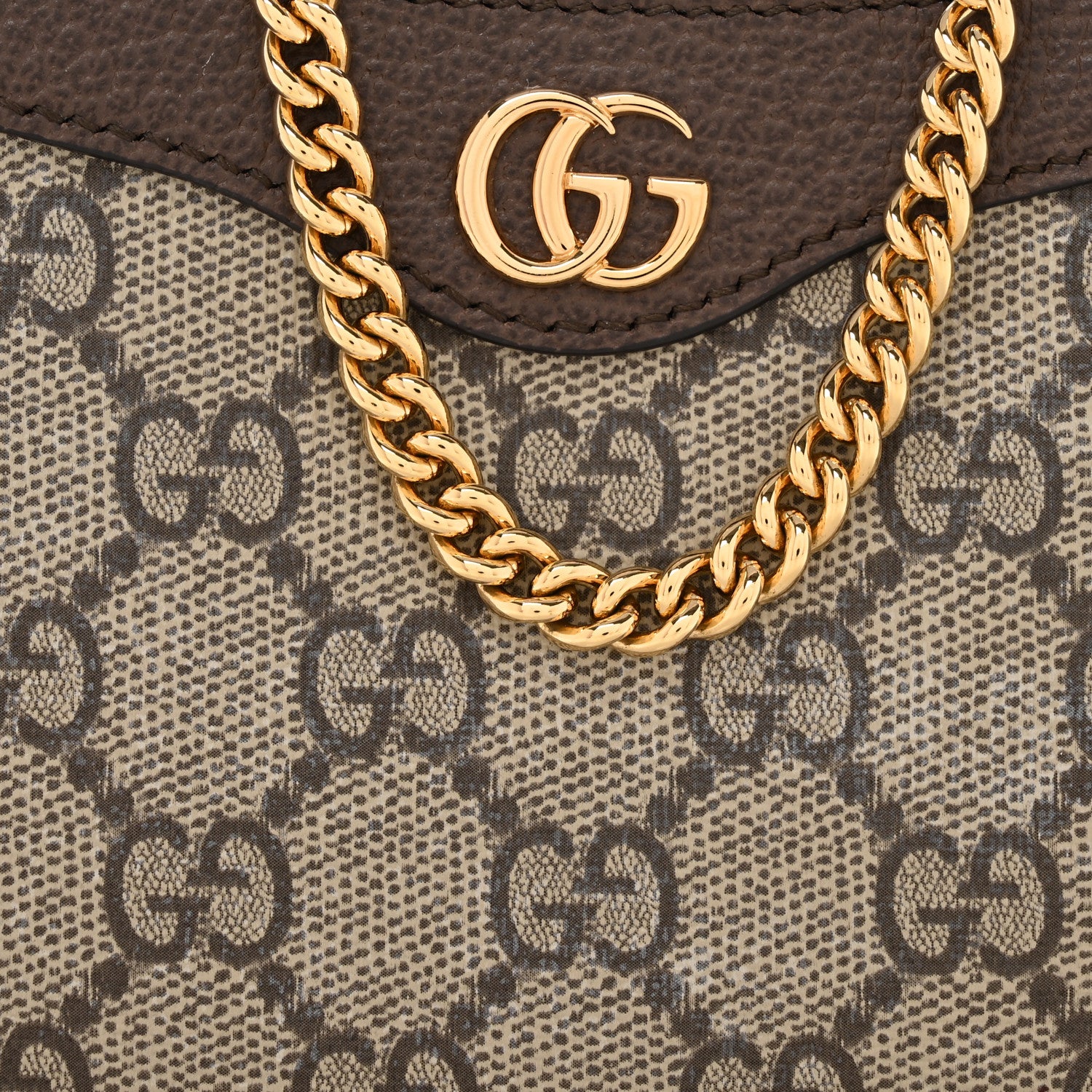 Gucci GG Supreme Monogram Textured Dollar Calfskin Mini Ophidia Chain Bag Beige Ebony 8 of 11