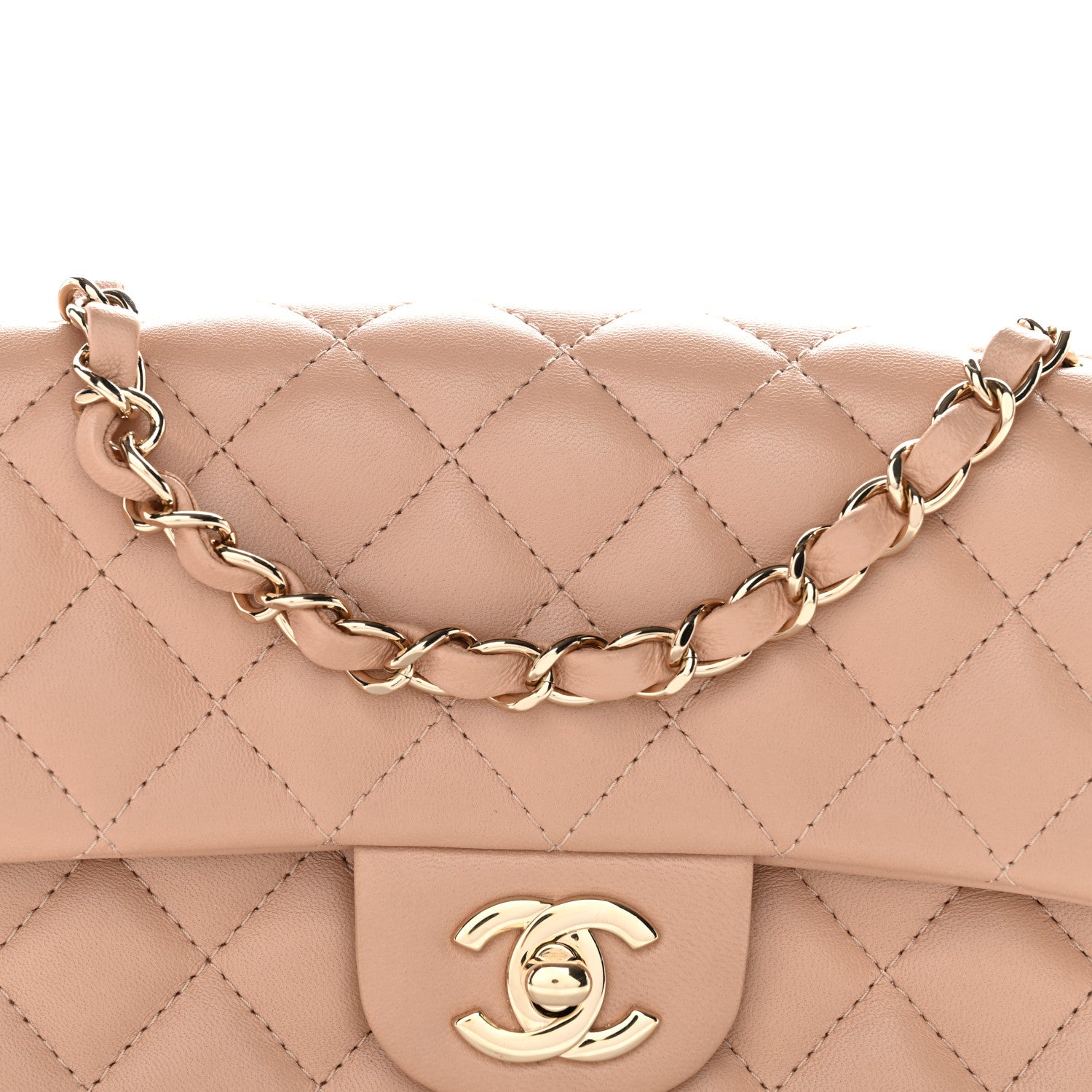 Chanel Lambskin Quilted Mini Rectangular Flap Beige 8 of 11