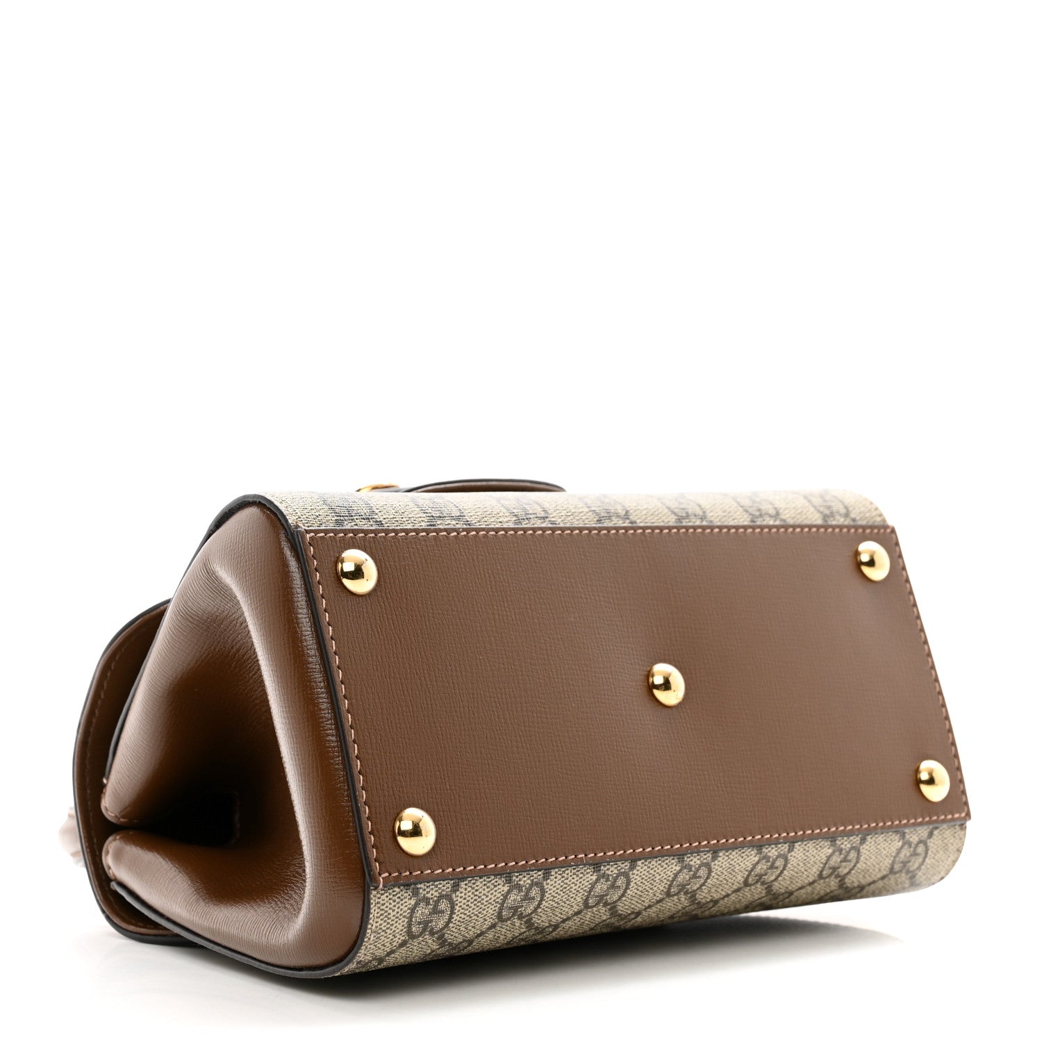 Gucci GG Supreme Monogram Azalea Calfskin Mini Horsebit 1955 Top Handle Flap Bag Beige Ebony Brown Sugar 4 of 9