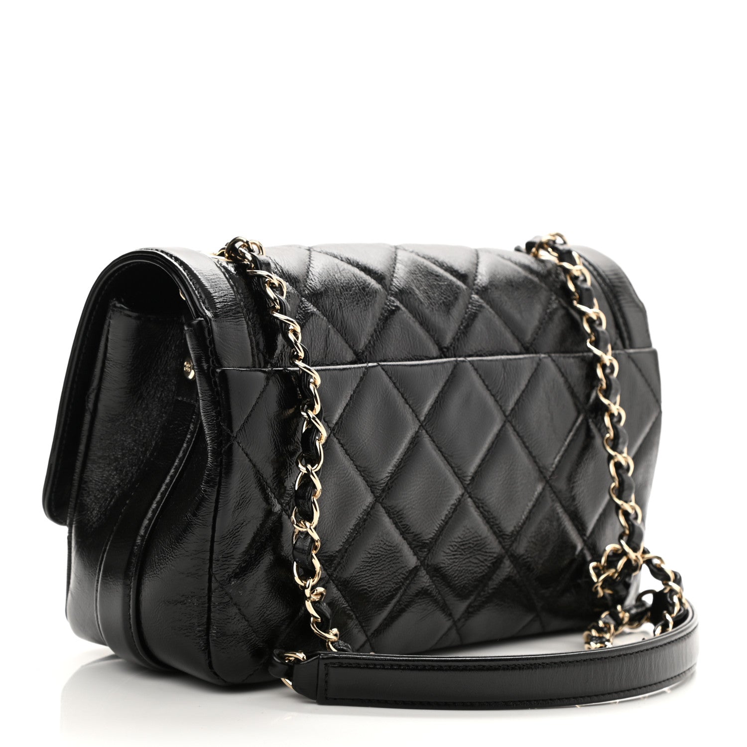 Chanel Crumpled Glazed Lambskin Quilted Small Flap Black 2 of 9