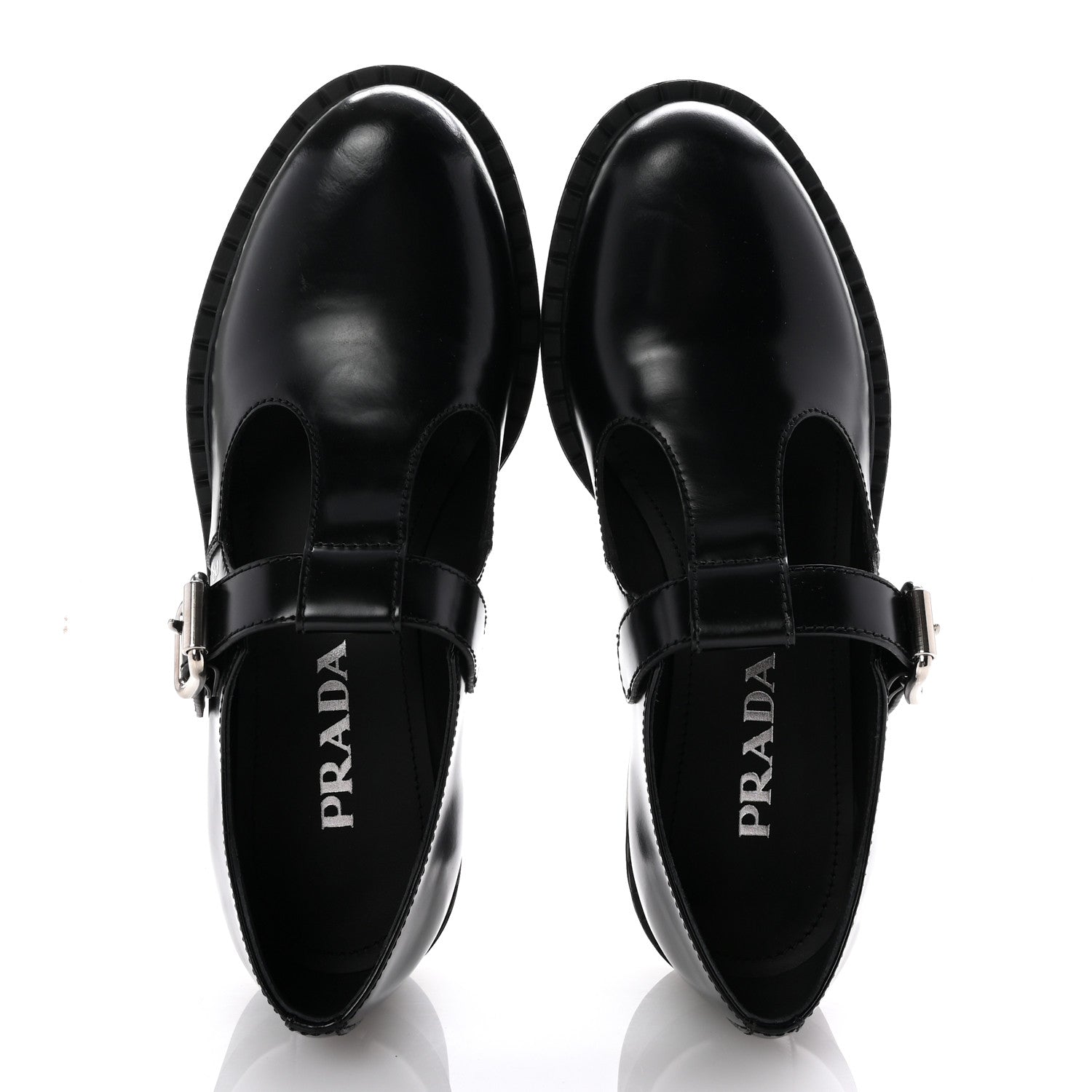 Prada Spazzolato Mary Jane T Strap 40mm Loafers 38 Black 2 of 9