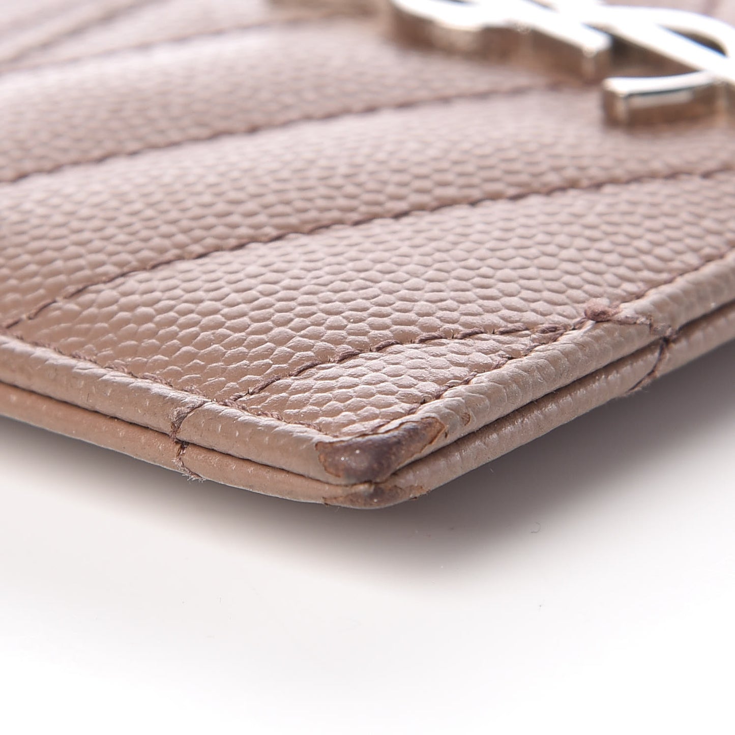Grain De Poudre Matelasse Chevron Monogram Credit Card Case Dark Beige