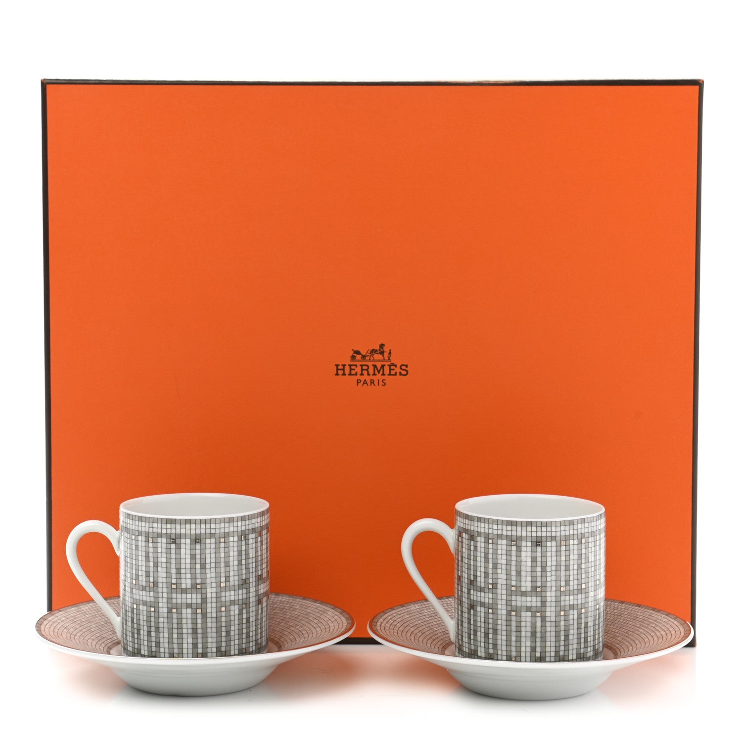 Hermes Porcelain Mosaique au 24 Coffee Cup and Saucer Set of 2 11 of 11