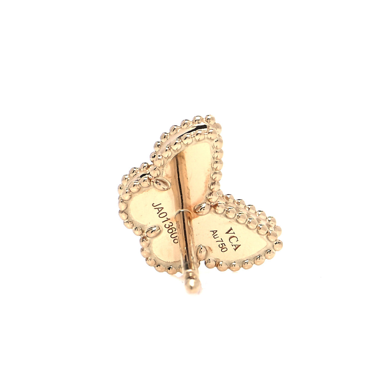 Van Cleef & Arpels 18K Yellow Gold Mother of Pearl Sweet Alhambra Butterfly Earrings 5 of 6