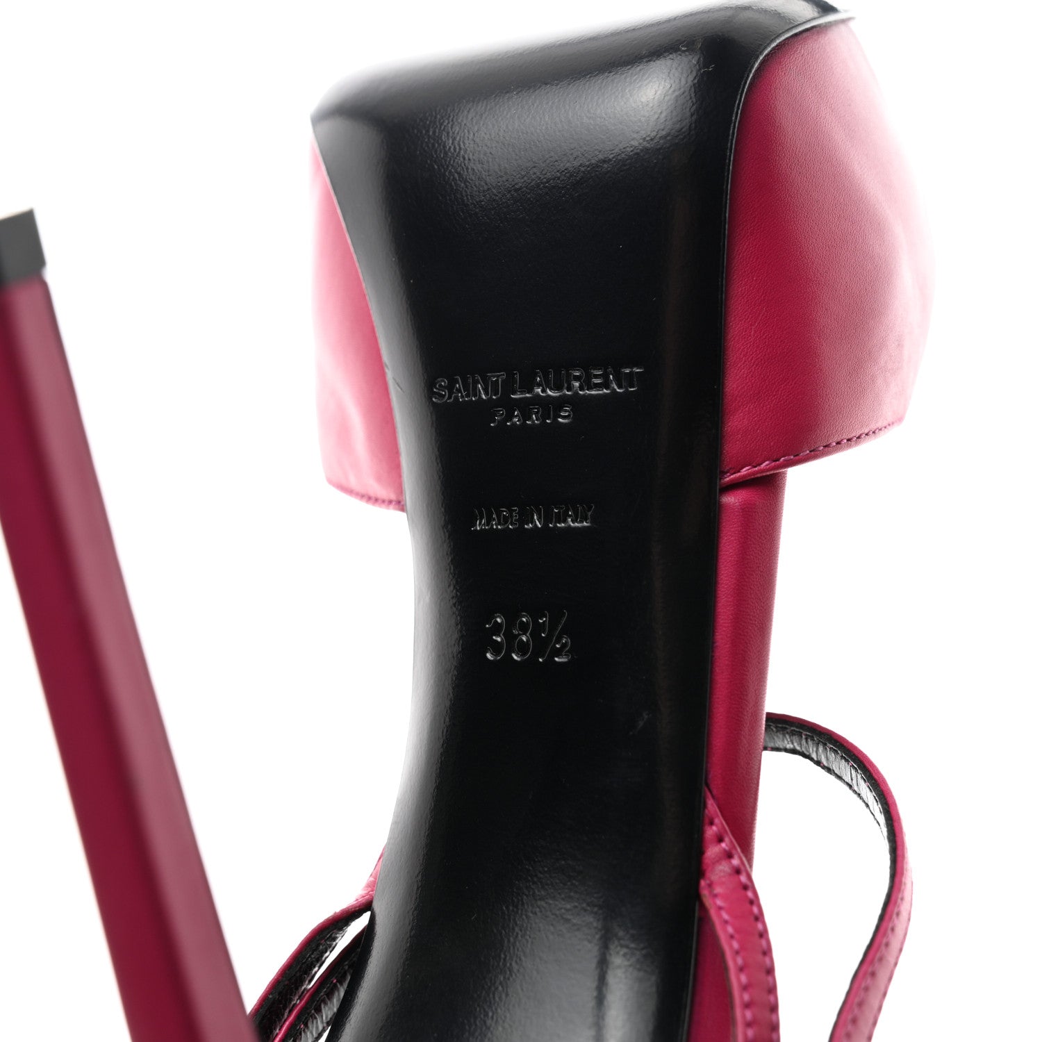 Saint Laurent Calfskin Tribute Lips Platform Sandals 38.5 Fuchsia 8 of 9