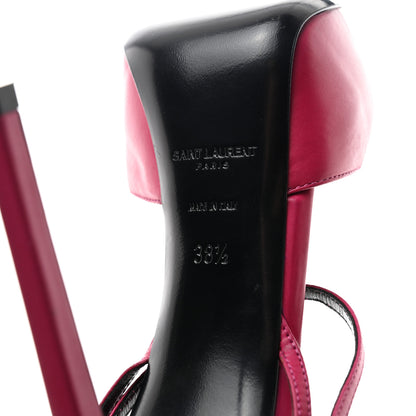 Saint Laurent Calfskin Tribute Lips Platform Sandals 38.5 Fuchsia 8 of 9