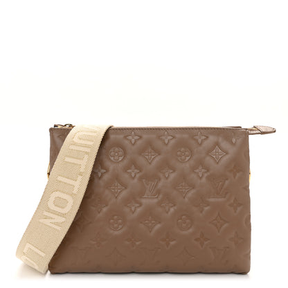 Louis Vuitton Lambskin Embossed Monogram Coussin PM Taupe 1 of 9