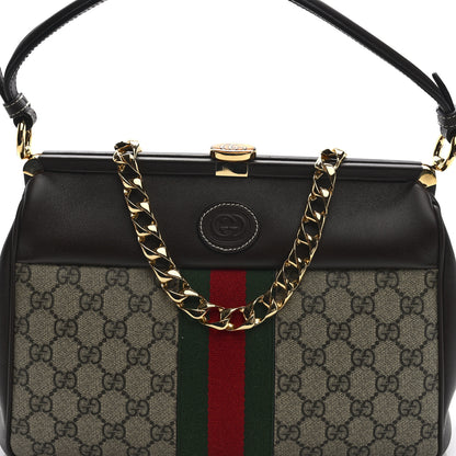 Gucci GG Supreme Monogram Koi Calfskin Web Virgo Tote Beige Ebony Chocolate 8 of 9