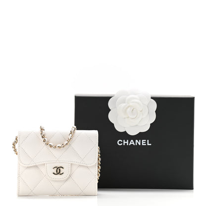 Chanel Caviar Quilted Flap Card Holder On Chain White 11 of 11