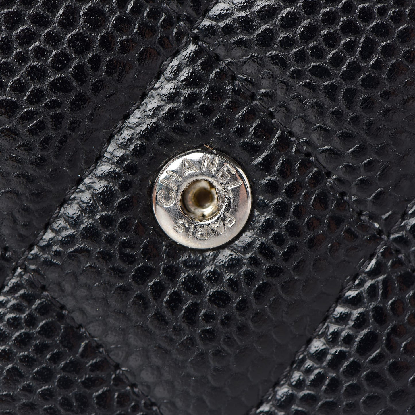 Caviar Quilted Large Gusset Flap Wallet Black
