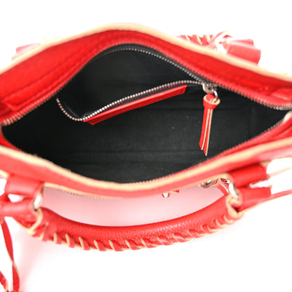 Balenciaga Supple Grained Calfskin Classic Silver Hardware Highlight Mini City Rouge Fraise 6 of 14