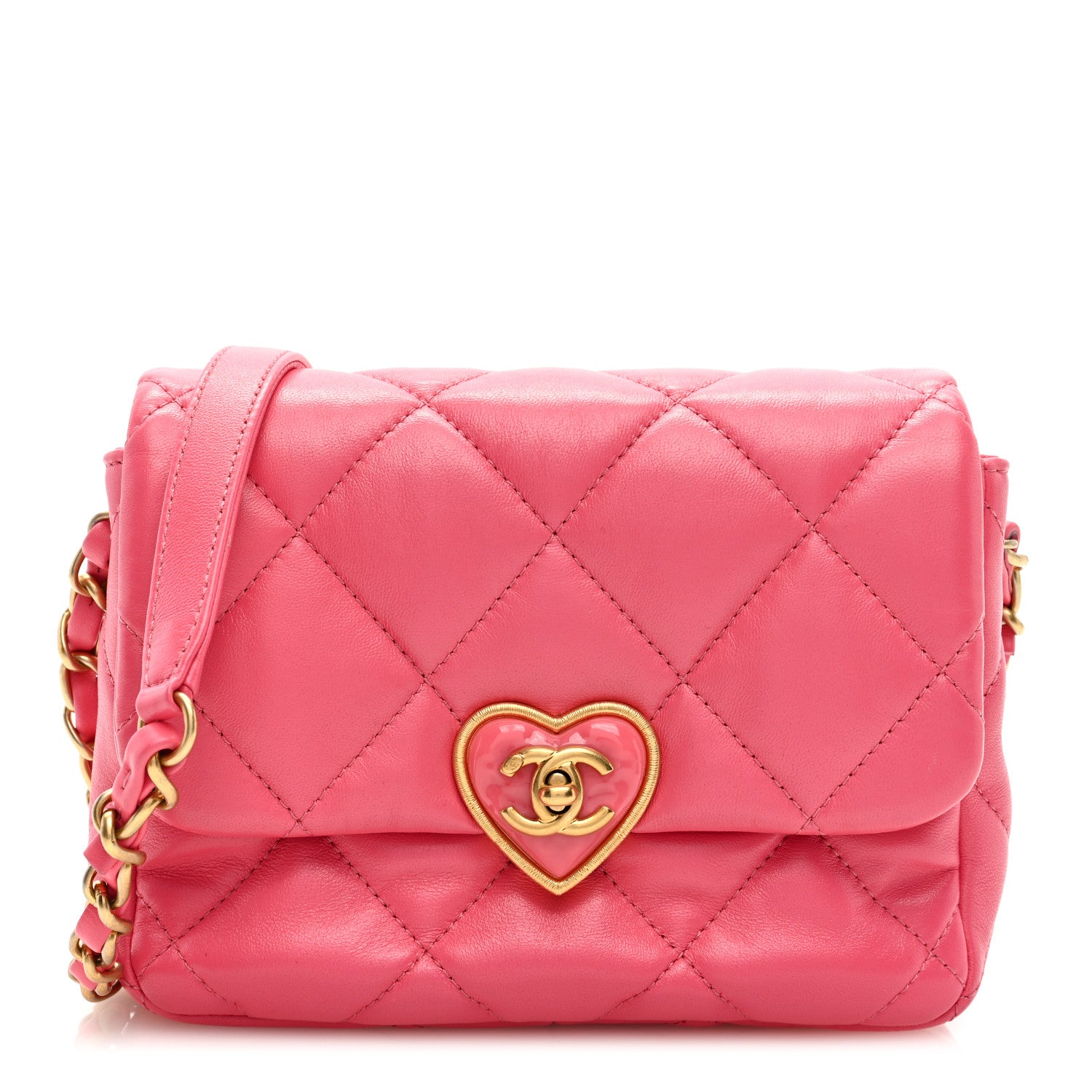 Chanel Lambskin Plexiglass Quilted Coco Love Mini Flap Pink 1 of 9