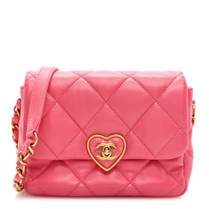 Chanel Lambskin Plexiglass Quilted Coco Love Mini Flap Pink 1 of 9