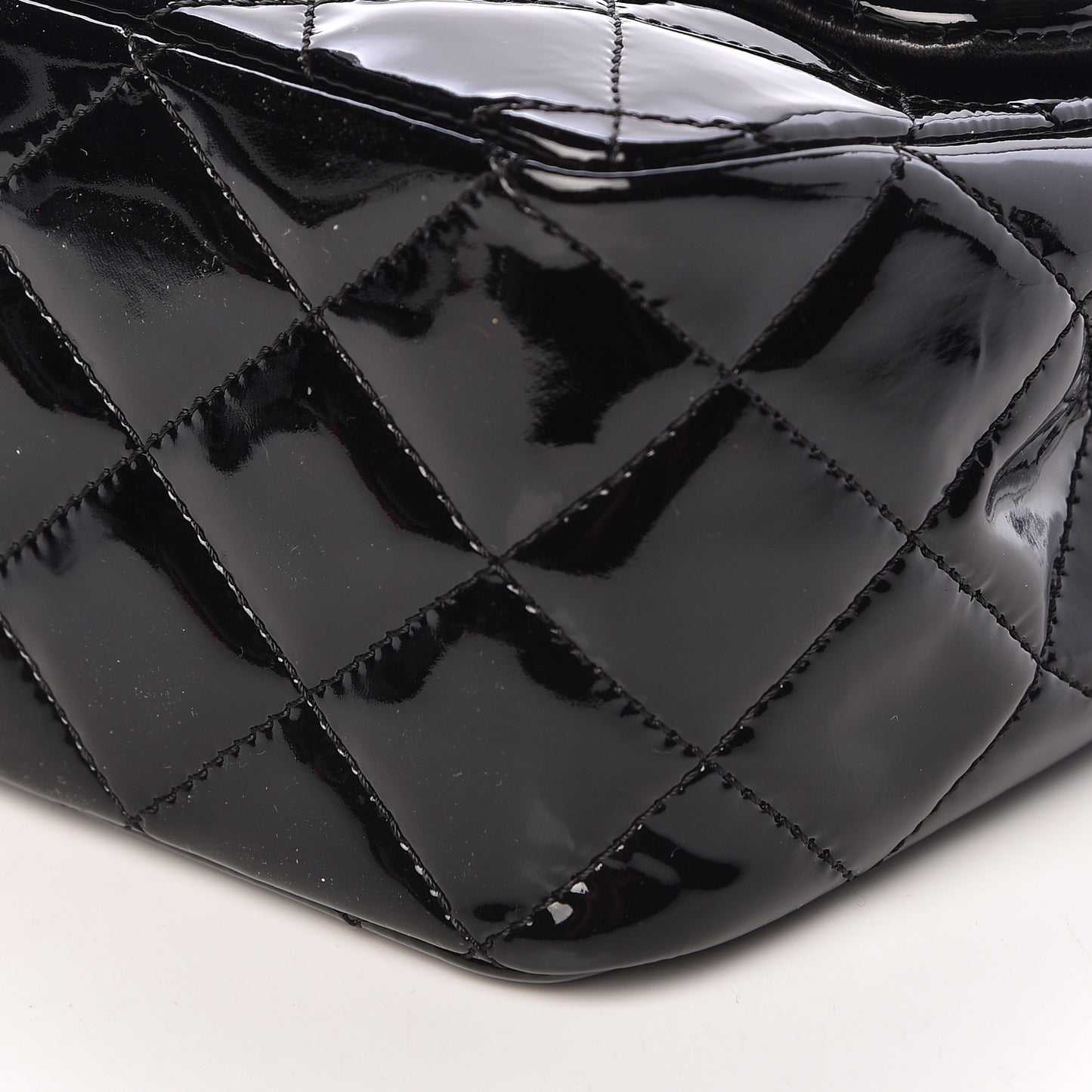 Patent Quilted Jumbo Single Flap Black