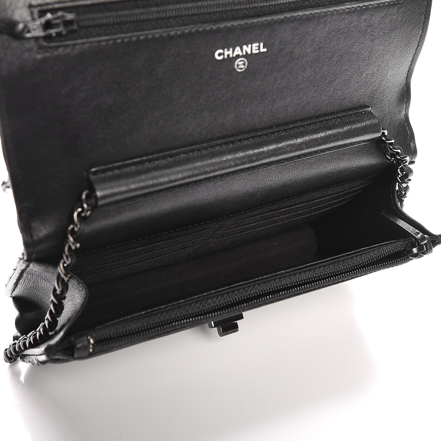 Chanel Sheepskin Chevron Reissue Wallet On Chain WOC So Black 5 of 9
