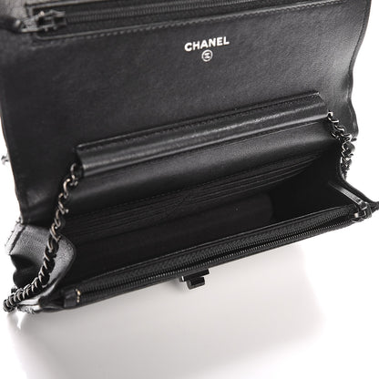 Chanel Sheepskin Chevron Reissue Wallet On Chain WOC So Black 5 of 9