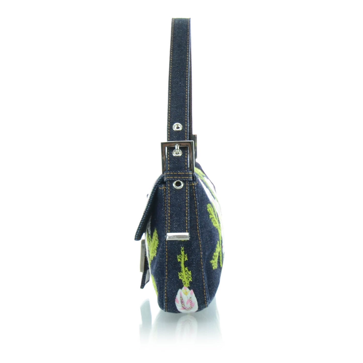 Denim Embroidered Baguette Multicolor