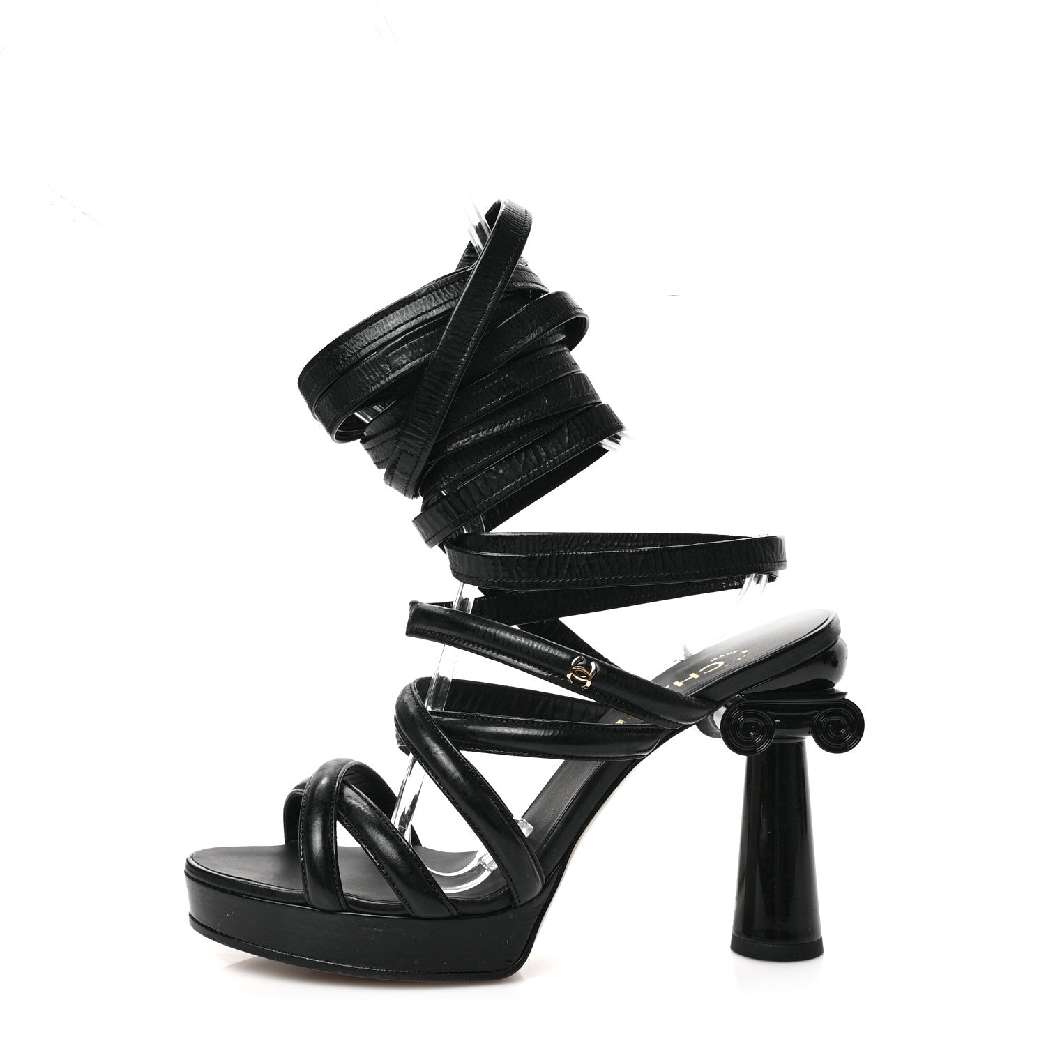 Chanel Lambskin Gladiator Sandals 38.5 Black 1 of 6