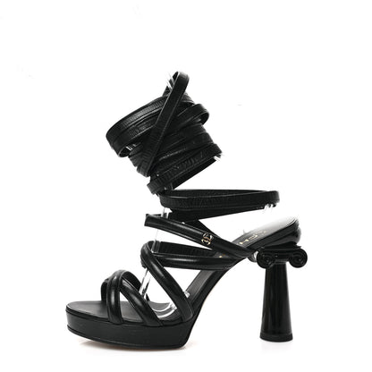 Chanel Lambskin Gladiator Sandals 38.5 Black 1 of 6