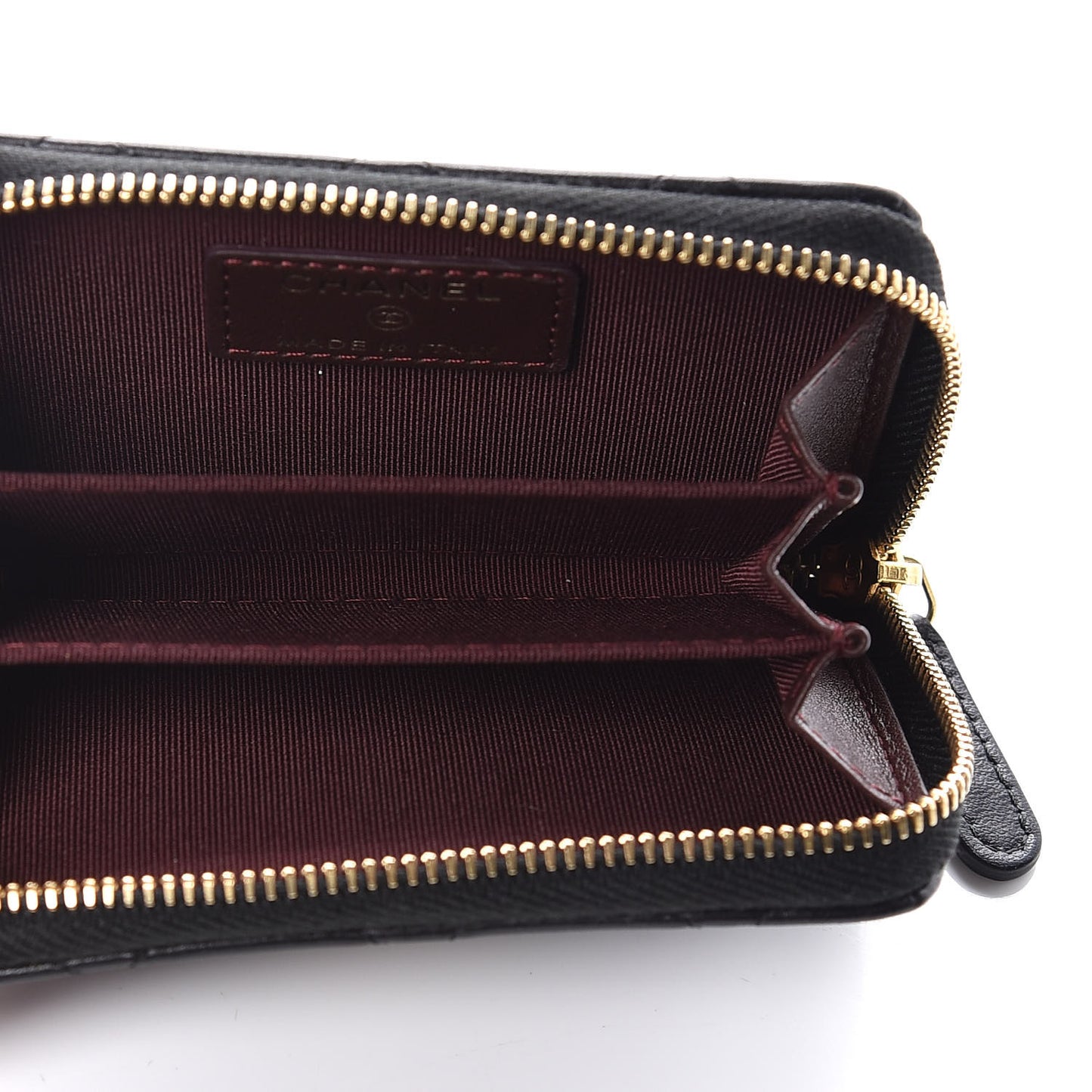Lambskin Quilted Zip Around Coin Purse Wallet Black