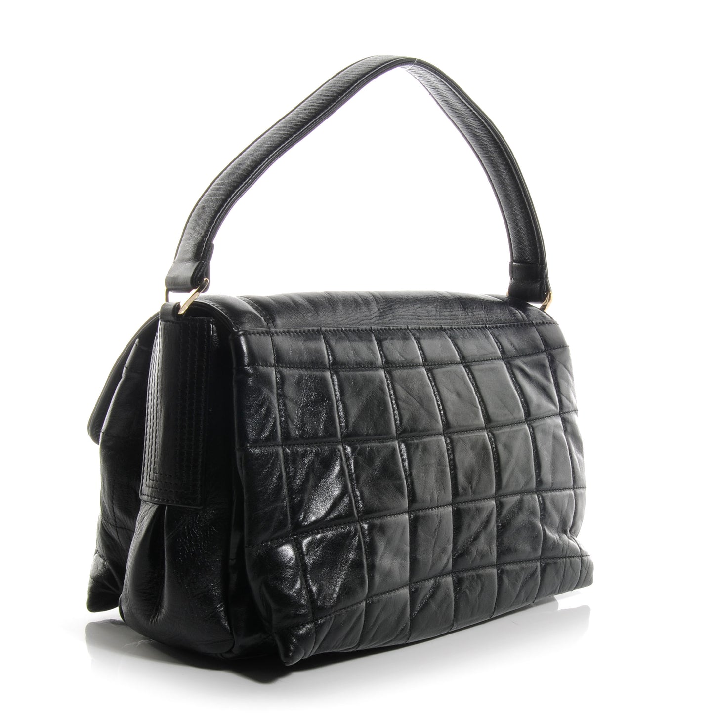 Lambskin Mademoiselle Chocolate Bar Shoulder Bag Black