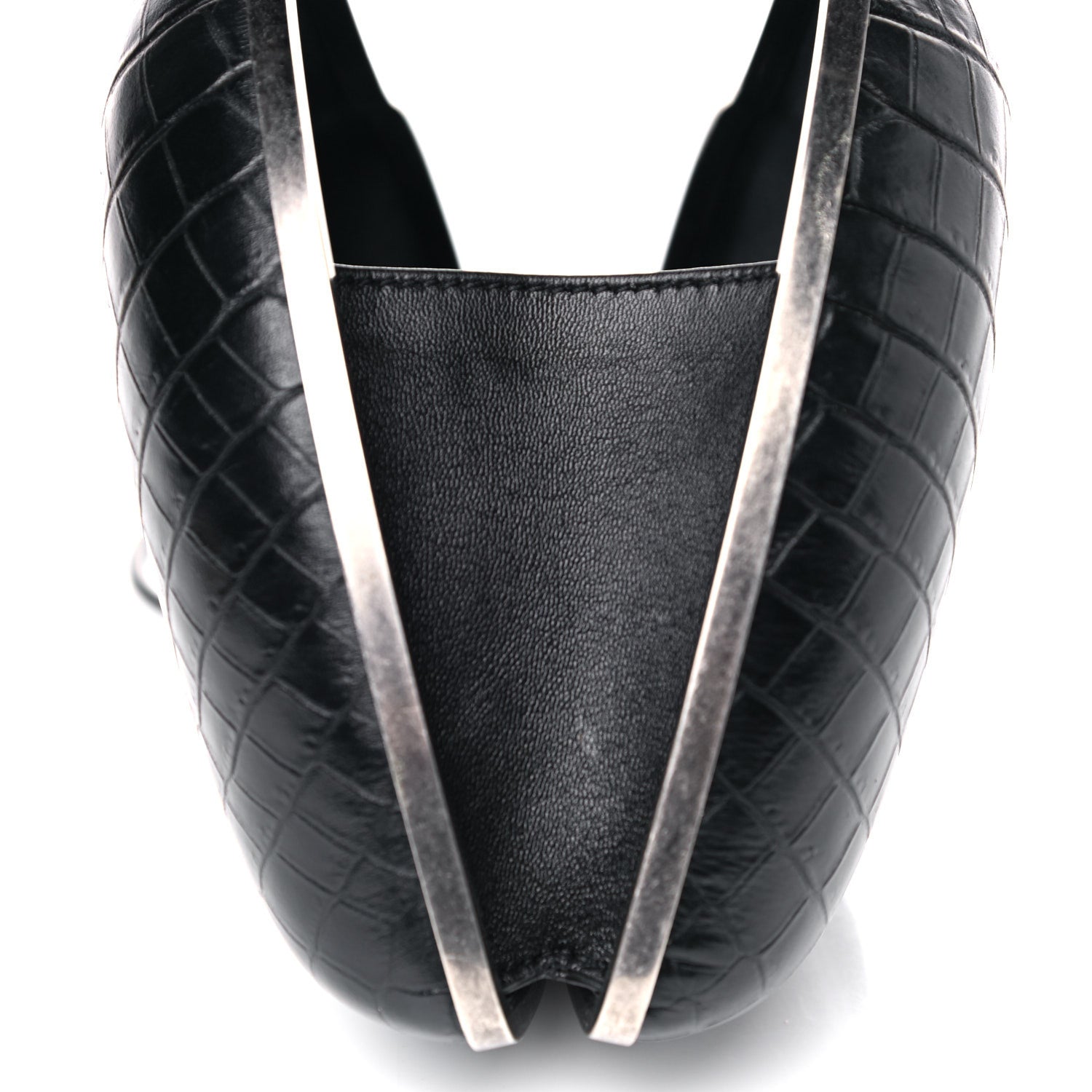 Saint Laurent Calfskin Crocodile Embossed Monogram Love Box Bag Black 8 of 13