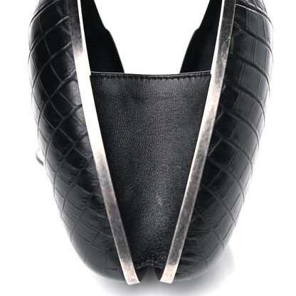 Saint Laurent Calfskin Crocodile Embossed Monogram Love Box Bag Black 8 of 13