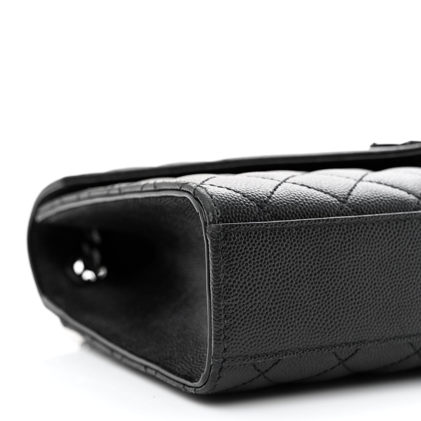 Grain De Poudre Textured Mixed Matelasse Triquilt Medium Monogram Monochrome Satchel Black