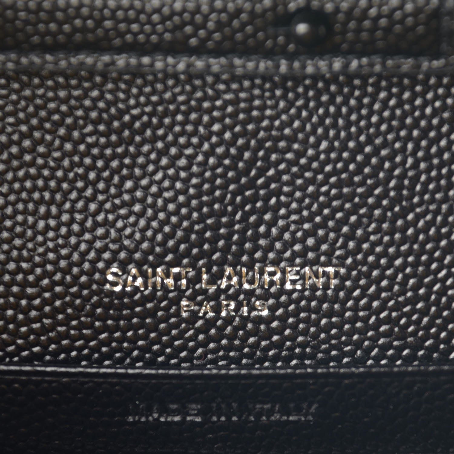 Saint Laurent Grain De Poudre Matelasse Chevron Monogram Chain Wallet Black 6 of 7