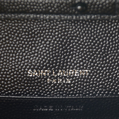 Saint Laurent Grain De Poudre Matelasse Chevron Monogram Chain Wallet Black 6 of 7