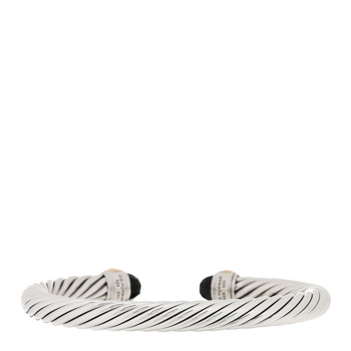 Sterling Silver 14K Yellow Gold Black Onyx 7mm Cable Classics Bracelet