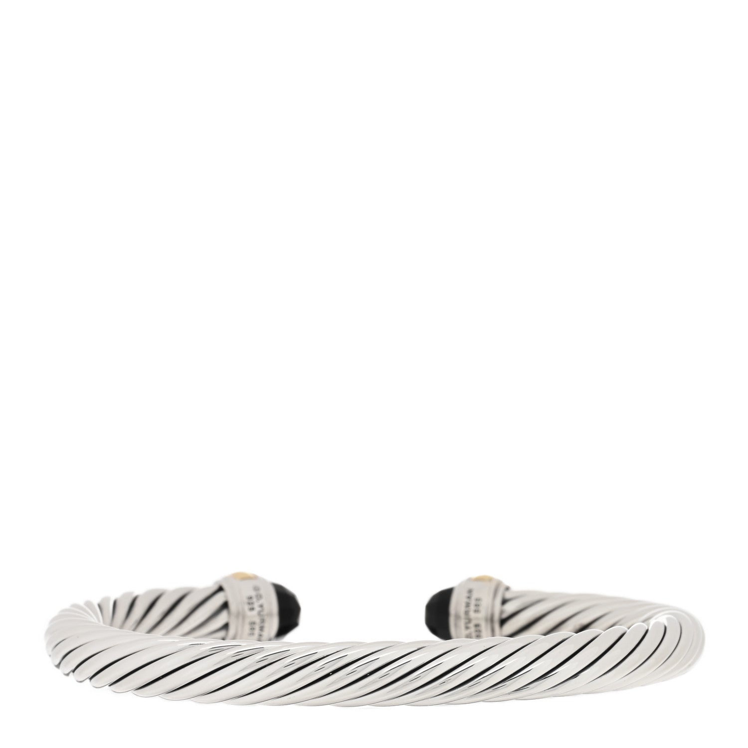 David Yurman Sterling Silver 14K Yellow Gold Black Onyx 7mm Cable Classics Bracelet 2 of 3