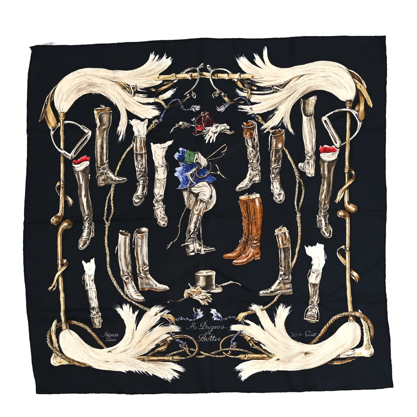 Silk A Propos de Bottes Scarf 90 Black White Black White
