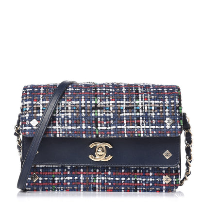 Chanel Tweed Calfskin Quilted CC Box Flap Multicolor 1 of 8