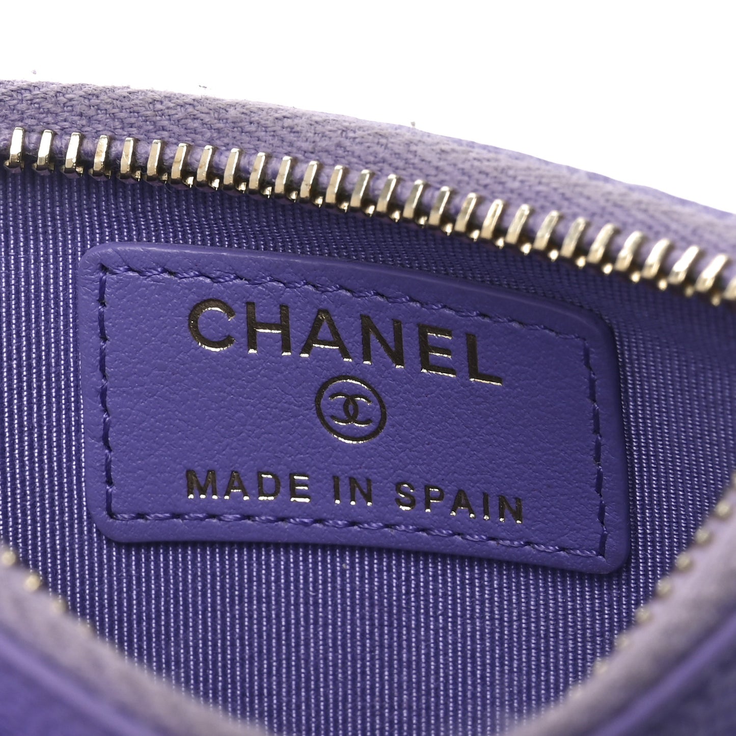 Caviar Quilted CC Zip Card Holder Purple