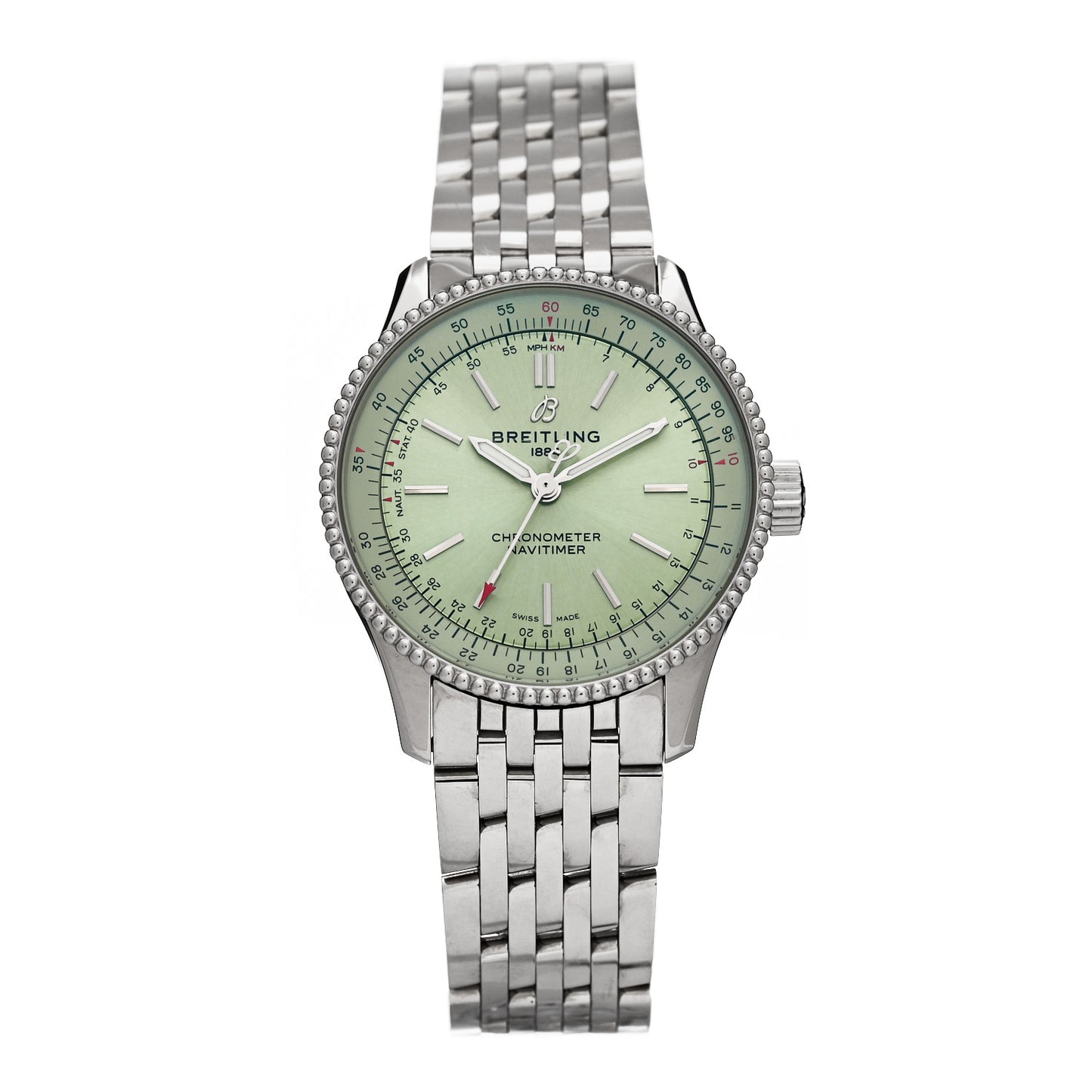 Stainless Steel 35mm Navitimer Automatic Watch Green A17395361L1A1