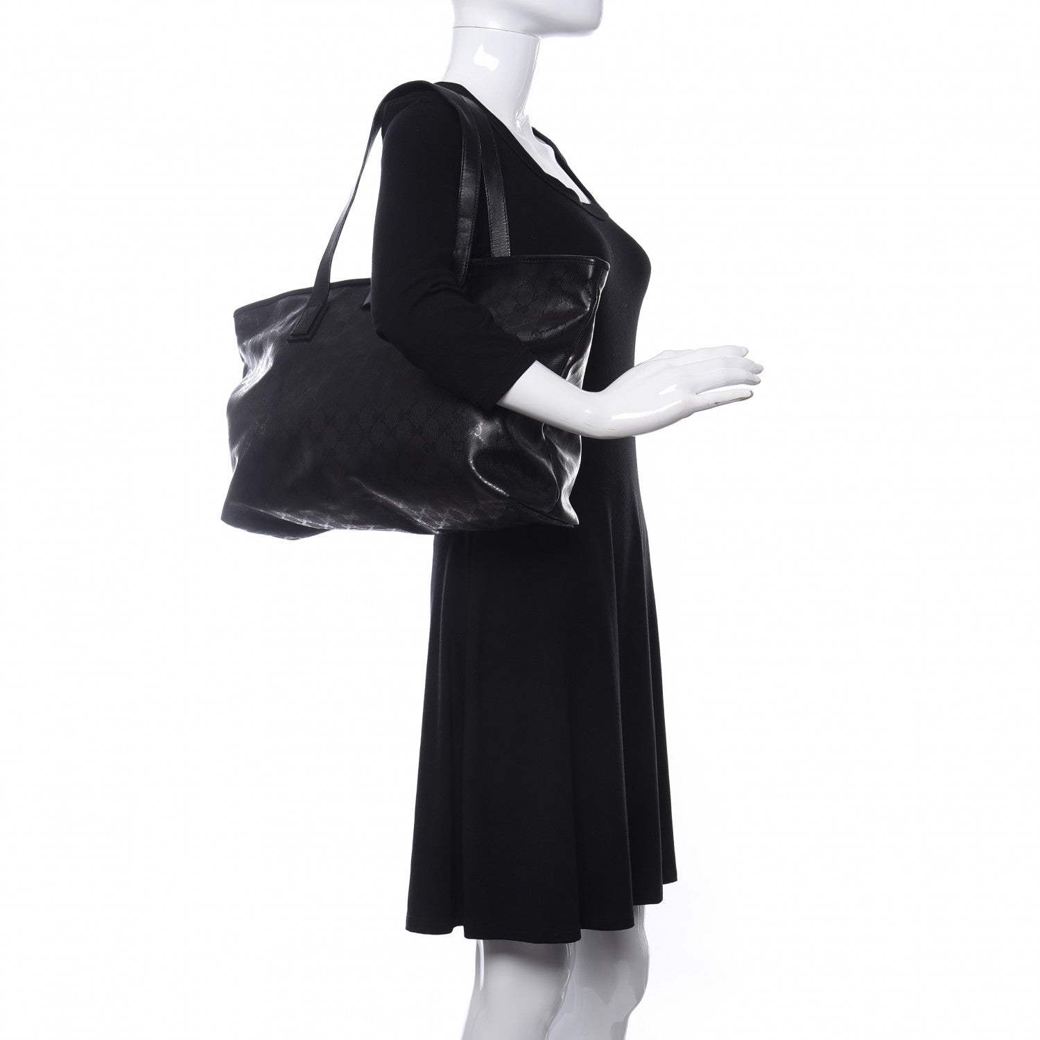 Gucci Imprime Monogram Medium Zippered Shopping Tote Black 2 of 12
