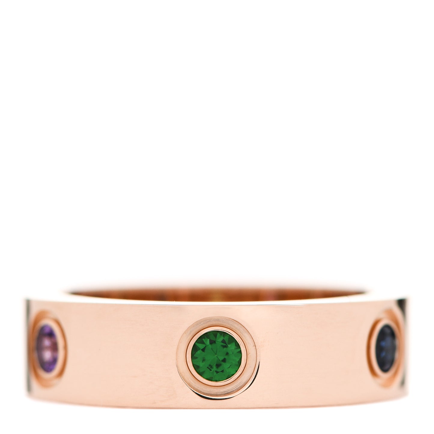 18K Pink Gold Sapphire Garnet Amethyst 5.5mm LOVE Ring 53 6.5