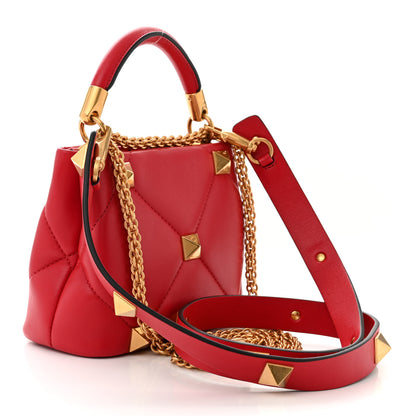 Valentino Garavani VALENTINO GARAVANI Nappa Small Roman Stud The Handle Bag Rouge Pur 3 of 10