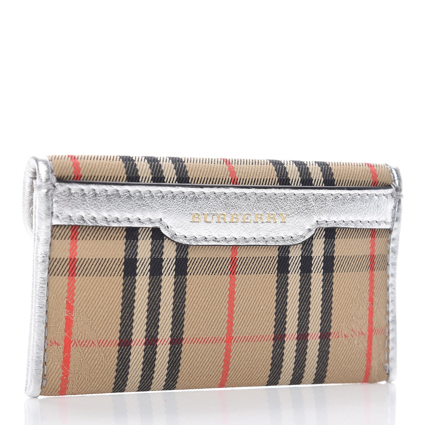 Smooth Calfskin 1983 Knight Check Envelope Card Case Silver