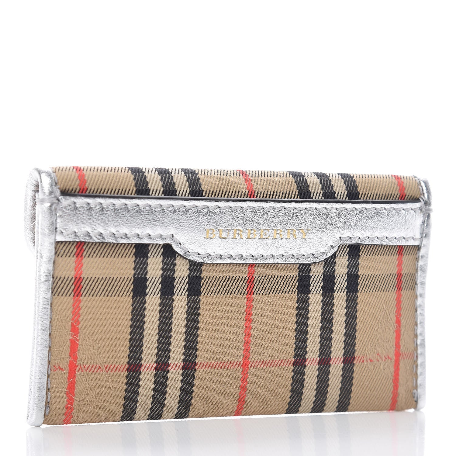 Burberry Smooth Calfskin 1983 Knight Check Envelope Card Case Silver 3 of 7