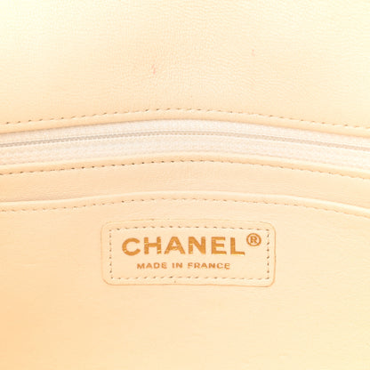 Chanel Calfskin Wool Woven Flap White Black 6 of 11
