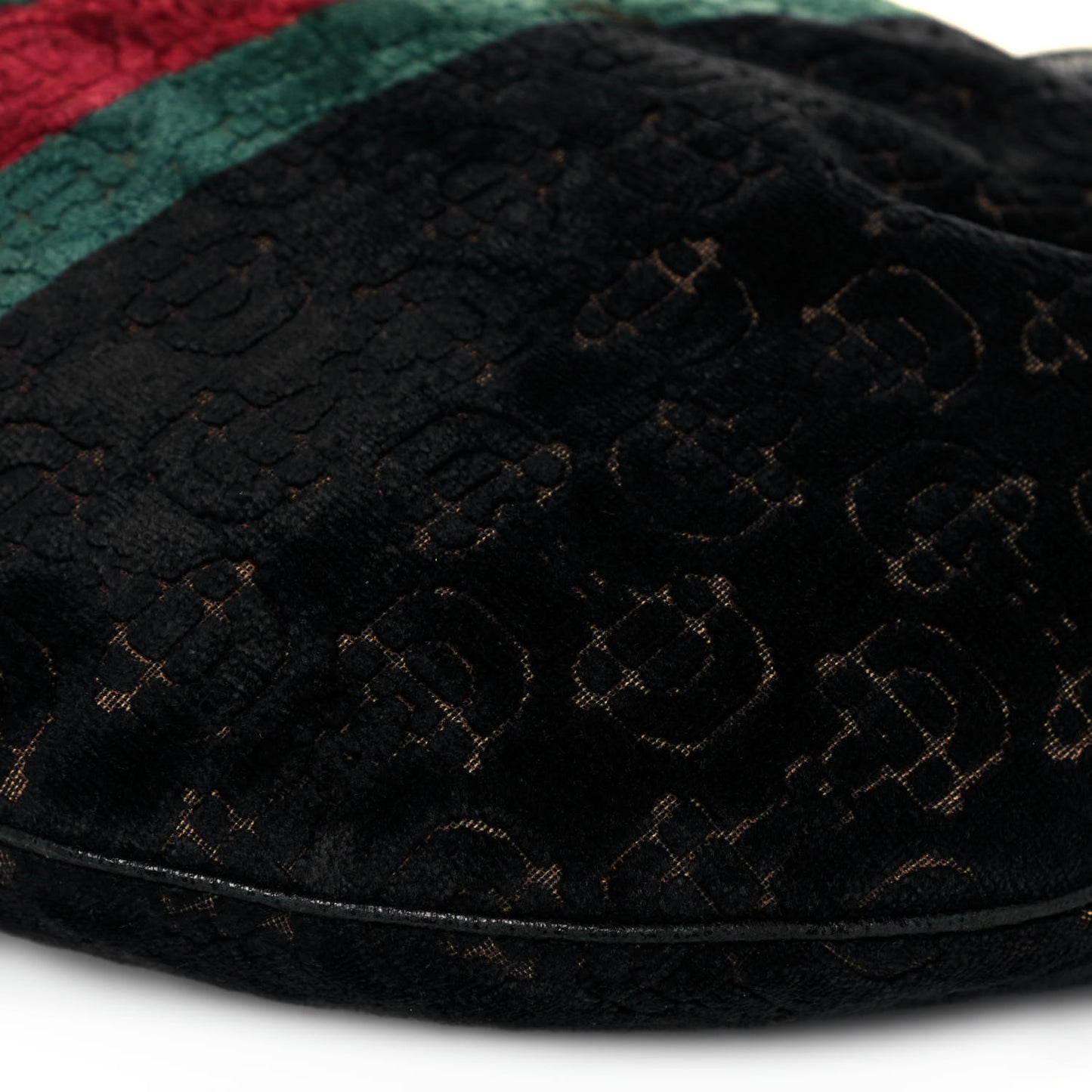 Velvet Horsebit Embossed Glam Hobo Black