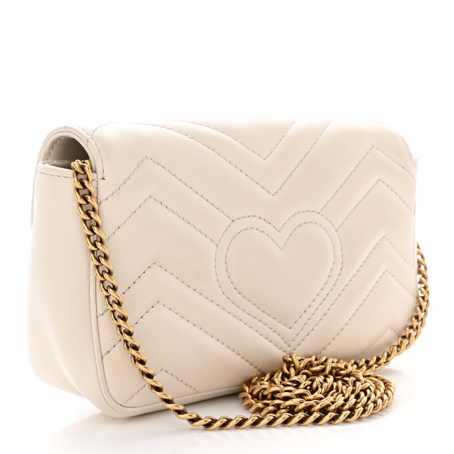 Calfskin Matelasse Super Mini GG Marmont Shoulder Bag White