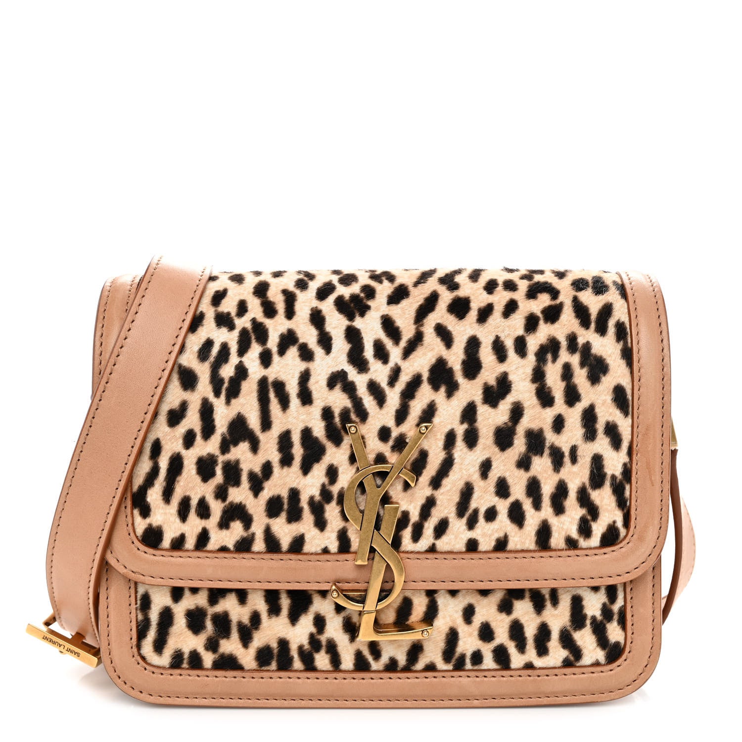 Saint Laurent Calfskin Hair Leopard Print Small Solferino Satchel Dust White 1 of 9