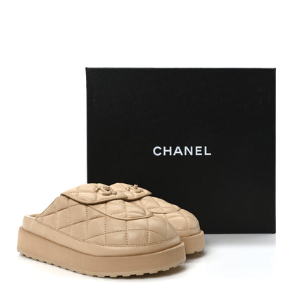 Chanel Lambskin Quilted CC Turnlock Mules  36 Beige 9 of 9